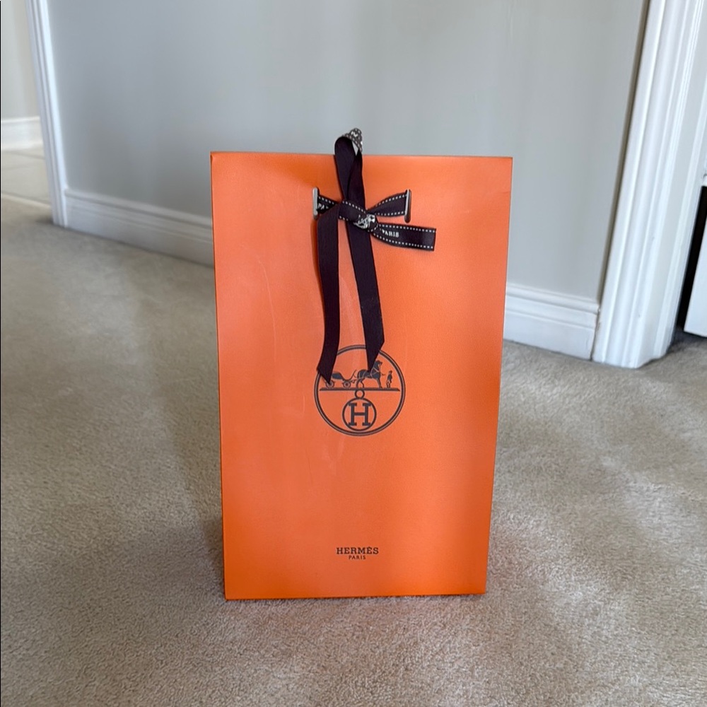 Hermès Orange Gift Bag with Ribbon